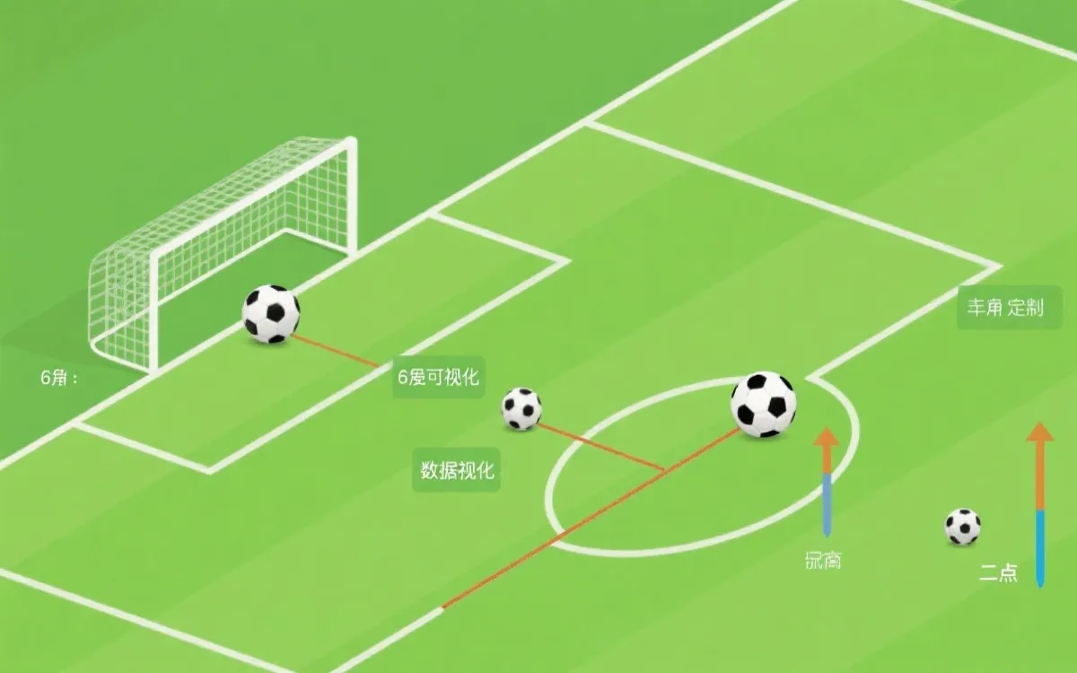 定位球威胁值可视化示意：角球落点、争顶与二点球区域